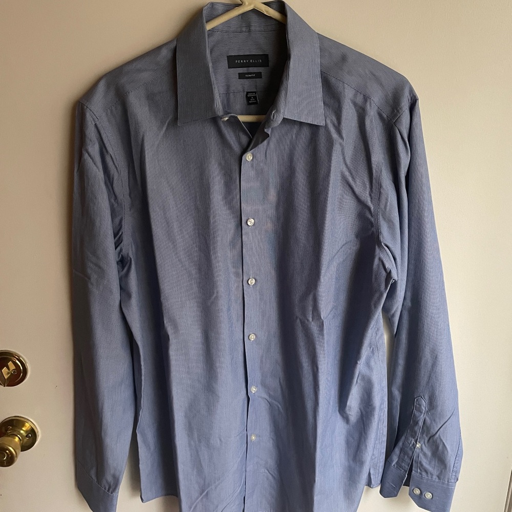 Perry Ellis Mens Dress Shirt Cotton 16 neck 34/36 non iron